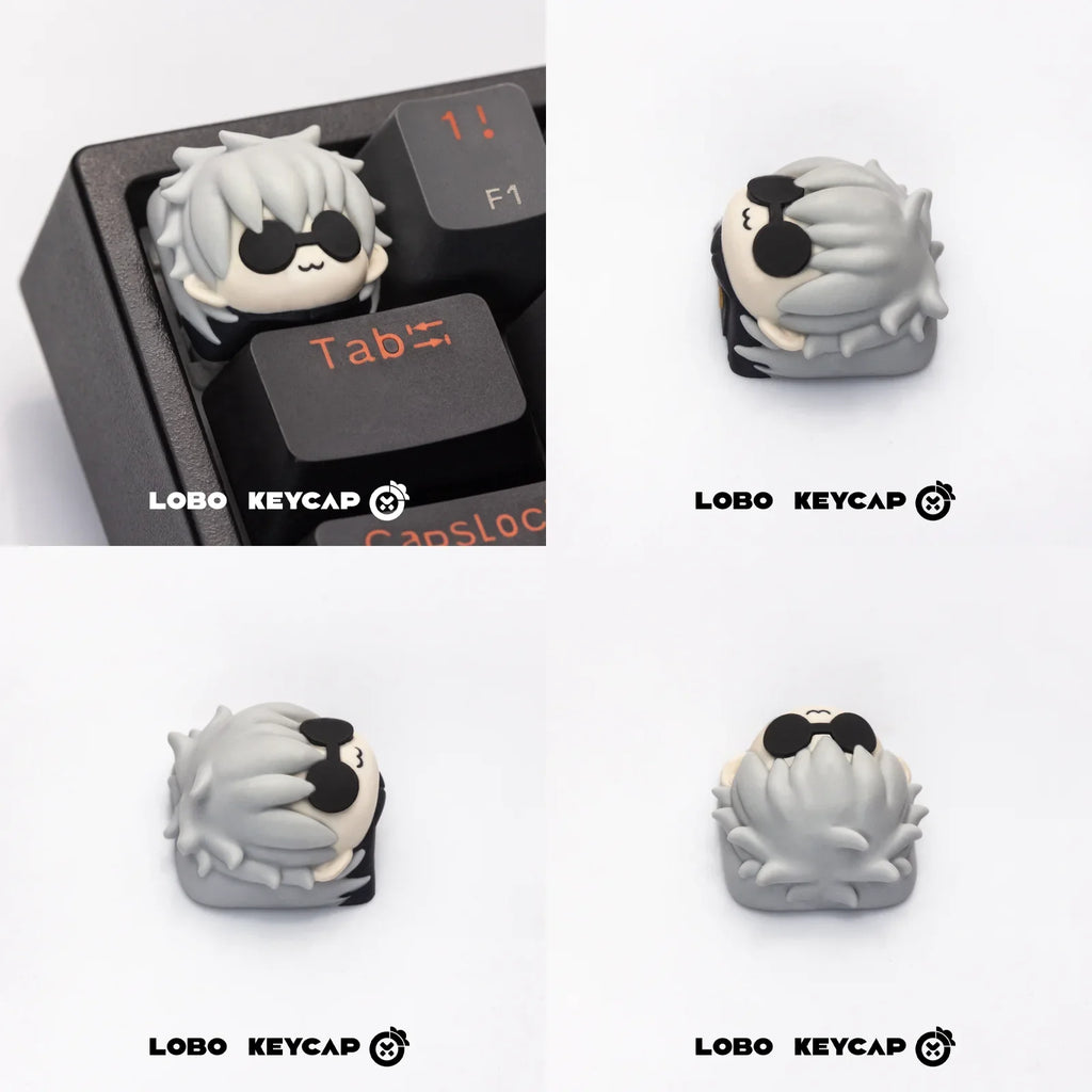 Mifuny Jujutsu Kaisen Keycaps Satoru Gojo Anime Keycap Custom Handmade Resin Cross Axis Key Caps for Mechanical Keyboard Crush80